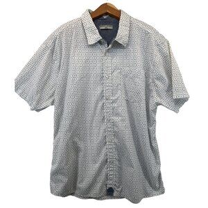 Beans & Bones Mens Button Shirt Sz XXL White BizCasual Beachy Plus Dots Print